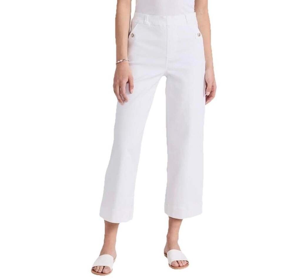 NWT Spanx Stretch Twill Cropped Wide Leg Pants Bright White Tall size Small